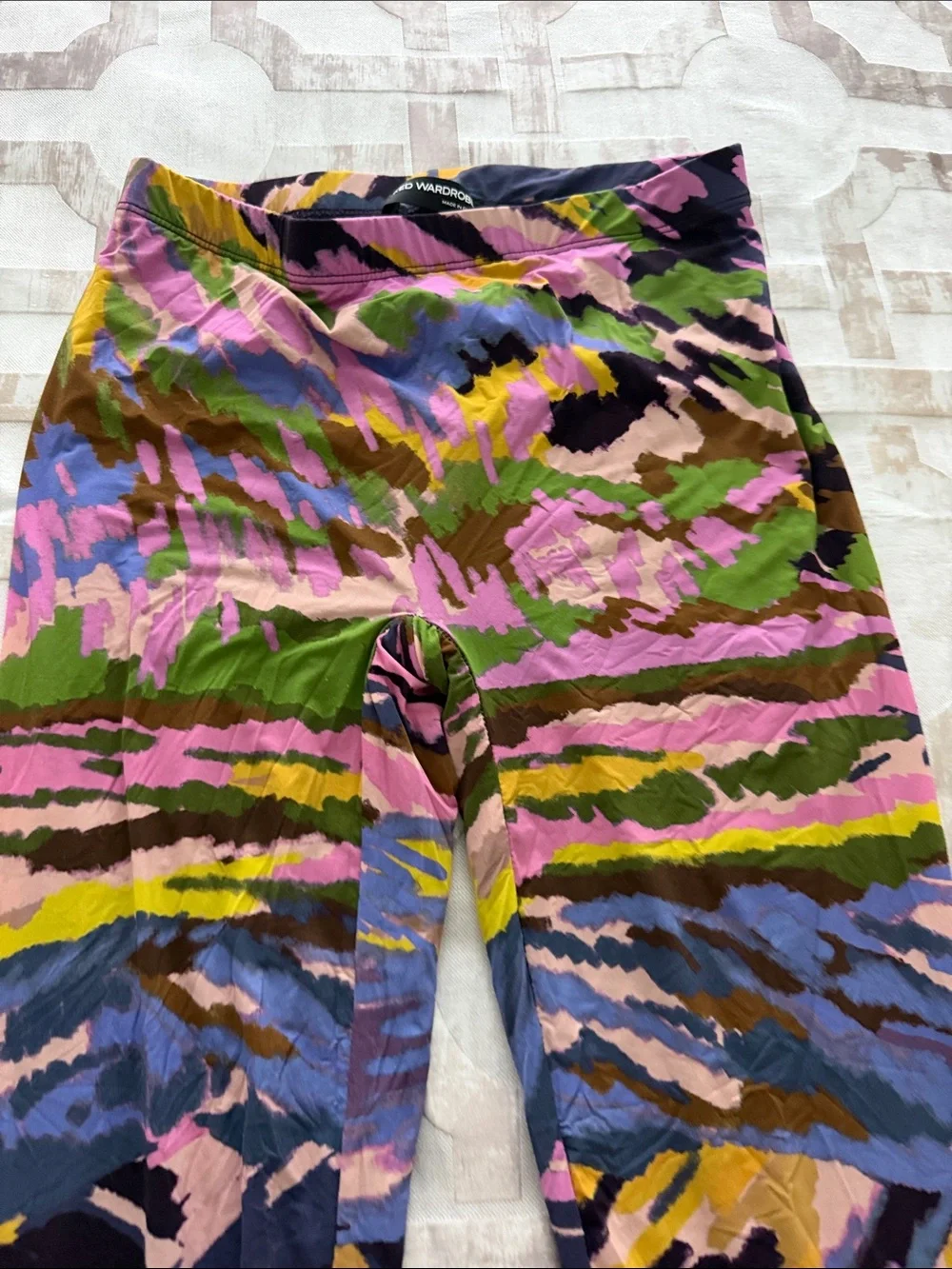 naked wardrobe Multicolor Abstract Print Leggings & Bodysuit Set